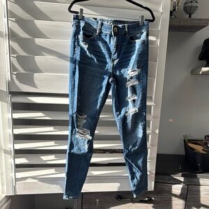 American Eagle Outfitters Blue Distressed Skinny Jeans